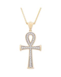 Diamond Ankh Cross 20" Pendant Necklace (1/4 ct. t.w.) in 14k Gold, Created for Macy's