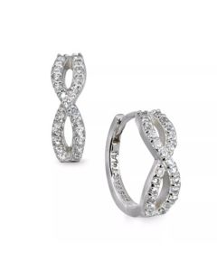 Cubic Zirconia Infinity Huggie Hoop Earrings in Sterling Silver
