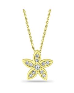 Cubic Zirconia Star Flower Pendant Necklace in 18k Gold-Plated Sterling Silver, 16" + 2", Created for Macy's