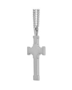 Men's Cubic Zirconia Large Cross 24" Pendant Necklace in Stainless Steel
