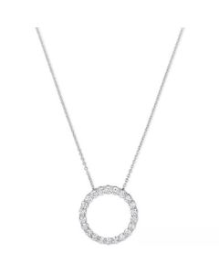 Diamond Circle Pendant Necklace (1 ct. t.w.) in 14k White or Yellow Gold, 16" + 2" extender