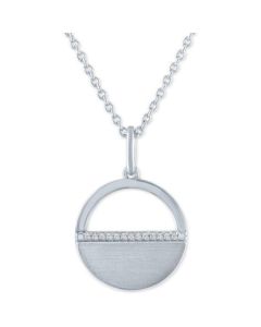 Diamond Accent Half Moon Pendant Necklace in Sterling Silver, 16" + 2" extender