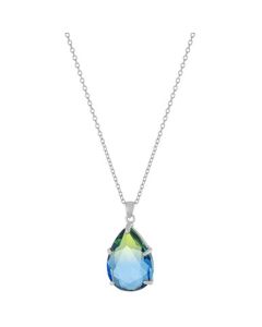 Color Crystal Pear Pendant Necklace in Sterling Silver, 16" + 2" extender, Created for Macy's
