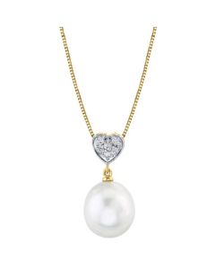 Cultured Freshwater Pearl (10mm) & Diamond Accent 18" Pendant Necklace in 14k Gold
