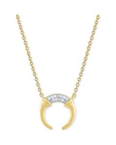 Diamond Accent Crescent Horn Pendant Necklace in 14k Gold-Plated Sterling Silver, 16" + 2" extender