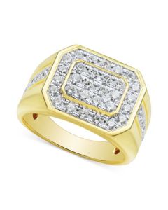 Men's Lab Grown Diamond Cluster Ring (1-1/2 ct. t.w.) in 10k Gold