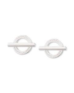 Logo Circle Stud Earrings in Sterling Silver