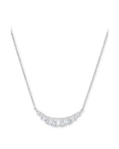 Cubic Zirconia Heart 18" Statement Necklace in Sterling Silver