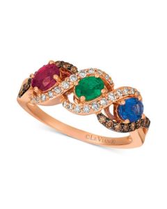 Multi-Gemstone (1-3/4 ct. t.w.) & Diamond (3/8 ct. t.w.) Ring in 14k Rose Gold