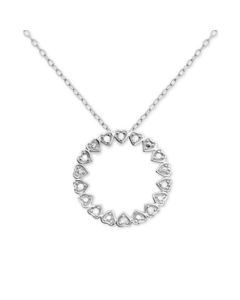 Diamond Circle Heart 18" Pendant Necklace (1/10 ct. t.w.) in Sterling Silver