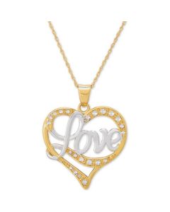 Love Two-Tone 18" Pendant Necklace in 14k Gold & 14k White Gold