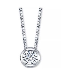 Diamond Bezel Solitaire 18" Pendant Necklace (1/10 ct. t.w.) in 14k White or Yellow Gold